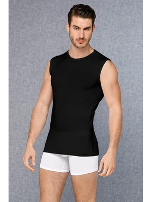 Doreanse Siyah Erkek Modal Yuvarlak Yaka Sıfır Kol T Shirt 2235