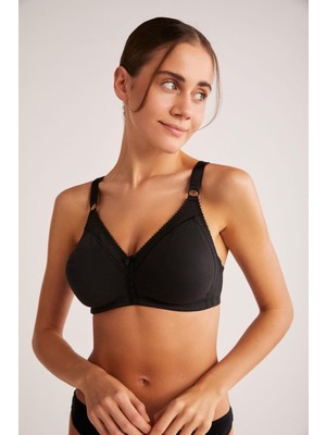 Kom Carol Siyah Toparlayıcı Pamuklu Sütyen