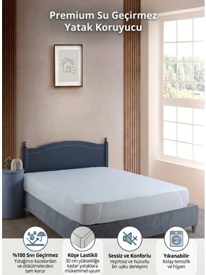 Valoroso Tekstil %100 Sıvı Geçirmez Yatak Alezi Köşe Lastikli Sessiz Yıkanabilir Yatak Pedi