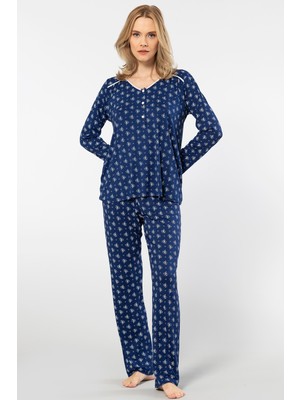 Türen Çiçek Desenli Uzun Kollu Patli Pijama Takimi