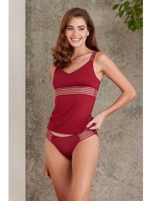 Pierre Cardin Bordo Penye Atlet Külot Kadın Iç Çamaşırı Takımı 300