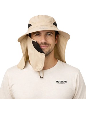 Mustran Uv Korumalı Sök Tak Maskeli Enseli Güneş Şapkası Unisex Outdoor Yazlık Krem Şapka