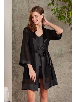 Pierre Cardin Saten Siyah Dörtlü Gelin Çeyiz Seti 7085