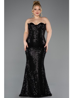 Abiyefon Straplez Uzun Boncuklu Büyük Beden Abiye ABU5661