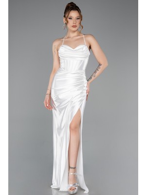 Abiyefon Bacak Dekolteli Balen Korse Uzun Saten Abiye ABU3247