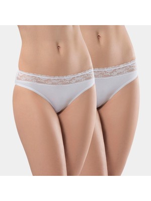 Türen Kadin Beli Dantelli Likrali 2'li Pamuklu Bikini Külot