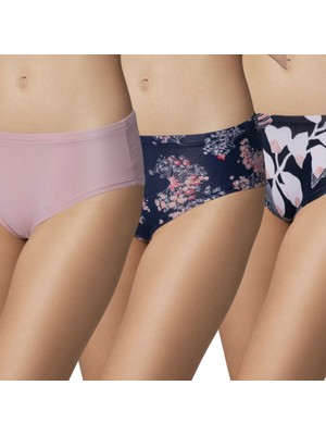 Doreanse Kadın Pembe & Çiçek Desenli 3'lü Külot Slip 7128