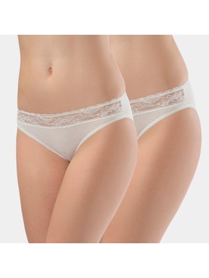 Türen Kadin Beli Dantelli Likrali 2'li Pamuklu Bikini Külot