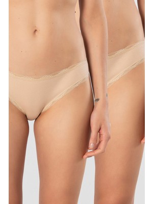 Türen Kadin Likrali Ribana Dantelli Bikini Külot 2'li Paket