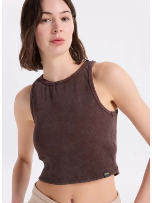 Jeep Bisiklet Yaka Düz Kahve Kadın Atlet C4SL-TST4044