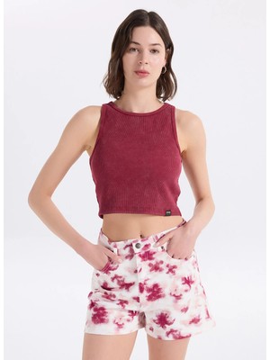 Jeep Bisiklet Yaka Düz Vişne Kadın Atlet C4SL-TST4044