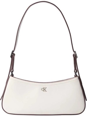 Calvin Klein %51 Geri Dönüştürülmüş Polyester, %49 Geri Dönüştürülmüş Poliüretan Beyaz Kadın Omuz Çantası LV04F3170G4LX