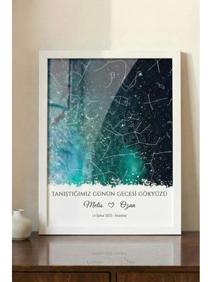 Pura Morena Kişiye Özel Yıldız Haritası Cam Tablo Sevgililer Günü Hediyesi 14 Şubat Minimalist Tasarım Romantik