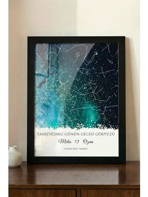 Pura Morena Kişiye Özel Yıldız Haritası Cam Tablo Sevgililer Günü Hediyesi 14 Şubat Minimalist Tasarım Romantik