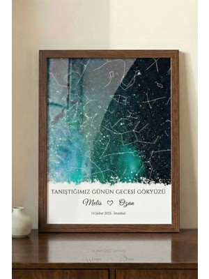 Pura Morena Kişiye Özel Yıldız Haritası Cam Tablo Sevgililer Günü Hediyesi 14 Şubat Minimalist Tasarım Romantik