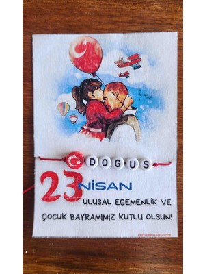 Queens Atölye 23 Nisan Özel Isimli Bileklik 10'lu paket- Ay Yıldız Boncuklu Kişiye Özel Hediye