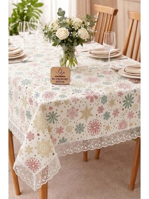 Rona Home Modern Klasik Kenarı Dantelli Zarif Masa Örtüsü Leke Tutmaz Dertsiz Kumaş Yüksek Kaliteli Sofra