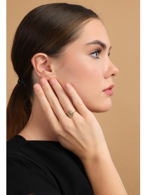 Sembol Gold Aqua Marin Taşlı Yüzük Maide