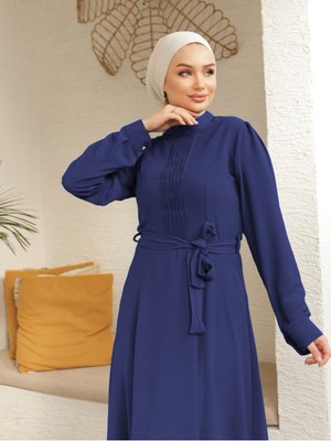 Modamorfo Çıma Detaylı Kemerli Ayrobin Elbise   -Laci