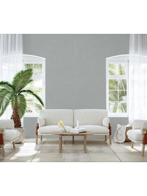Adawall Veil Design Duvar Kağıdı - Klasik Düz Desen | Rococo 1302-5/15 - Gri 1.06X15.6 M - 16.5 M²