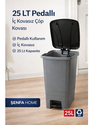 25 Lt Pedallı Iç Kovasız Çöp Kovası