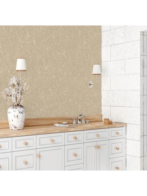 Adawall Klasik Düz Desen Duvar Kağıdı | Rococo 1408-5/15, Vizon, 1.06X15.6M - 16.5m²