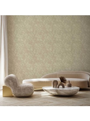 Adawall Heritage Silk Design Wallpaper - Klasik Düz Desen | Rococo 1304-3/15 Altın Rengi 1.06X15.6M - 16.5m²