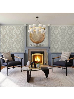 Adawall Ancient Petal Design Wallpaper - Zengin Damask Desenli Duvar Kağıdı - ROCOCO 1303-2/15, Bej, Elyaf Taban (Non-Woven), Vinil kaplı, Silinebilir Yüzey  / 1.06x15.6 m - 16.5 m²