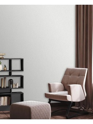 Adawall Veil Design Duvar Kağıdı - Klasik Düz Desen | Rococo 1302-1/15 - Beyaz 1.06X15.6 M - 16.5 M²