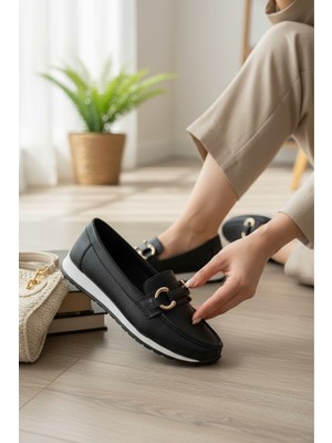 Enoch Hakiki Deri Bel ve Diz Dostu Esnek Beyaz Tabanlı Anne Babeti