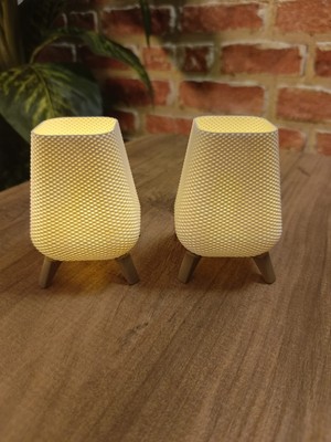 Peace Of Art 2’li Dokulu LED Mumluk Seti – Modern Ayaklı Dekoratif Ortam Işığı (17 x 6 Cm)