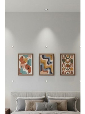 Safir Design 3'lü Soyut Bohem Modern Sanat Çerçeveli Tablo Seti