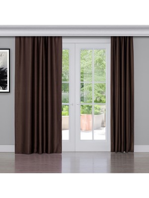 Gauze Fabric Design Blackout Karartma Özellikli Perde Kahverengi