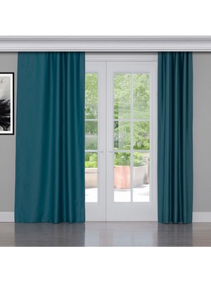 Gauze Fabric Design Blackout Karartma Özellikli Perde Turkuaz