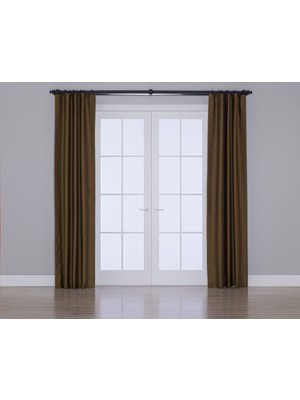 Gauze Fabric Design Blackout Karartma Özellikli Perde Kahve Bej