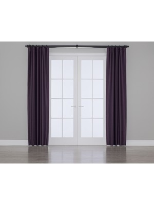 Gauze Fabric Design Blackout Karartma Özellikli Perde Patlıcan Moru