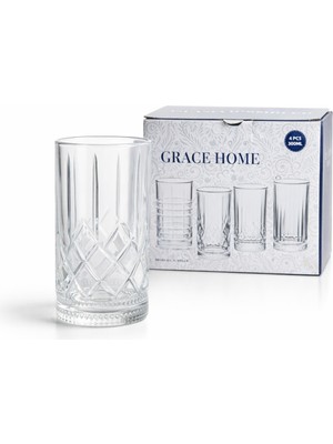 Leymaison Kristal 4’lü Cam Su Bardağı 300 ml – Şık Desenli Bardak Seti, Dayanıklı Cam, Modern Tasarım