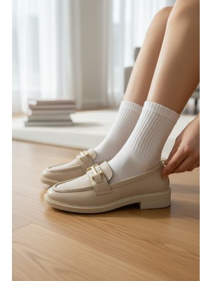 Enoch Kadın Minimalist Metal Köprü Detaylı Maskülen Şehir Loafer