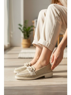 Enoch Kadın Triko Dokulu Zincir Detaylı Esnek Ultra Hafif Loafer