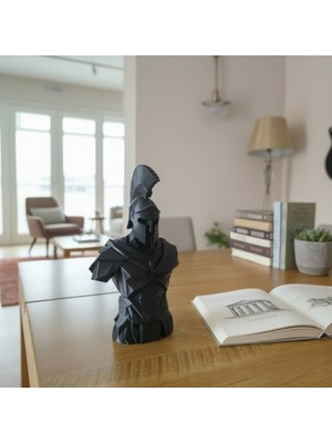 Grifon3D Low Poly Spartalı Savaşçı Büstü - Geometrik Tasarım Dekoratif Obje