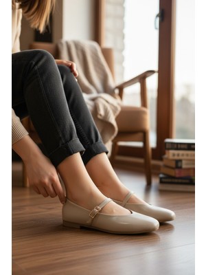 Enoch Kadın Soft Dokulu Ince Bantlı Mary Jane Balerin Babet Ayakkabı