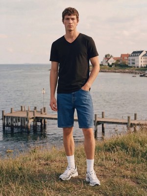 Little Big Ltb Falgon V Yaka Likralı Basic Siyah Erkek T-Shırt