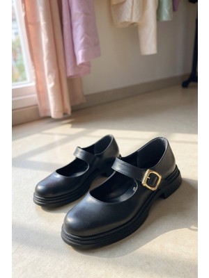 Enoch Kadın Gold Kare Tokalı Maskülen Mary Jane Platform Loafer