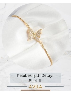 Kelebek Işıltısı Asansörlü Kadın Bileklik