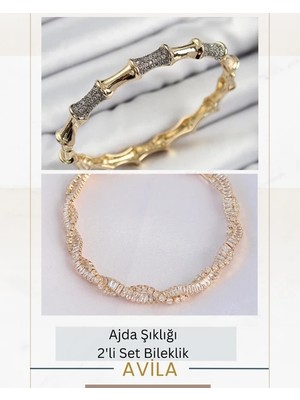 Vıp Işıltı Ikilisi Gold Kadın Bileklik Seti