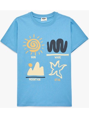 Koton 26YY59000265 Mavi Erkek Çocuk T-Shirt 6SKB10148TK