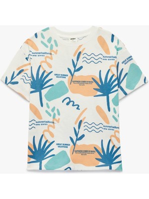 Koton 26YY59000238 Ekru Erkek Çocuk T-Shirt 6SKB10052TK