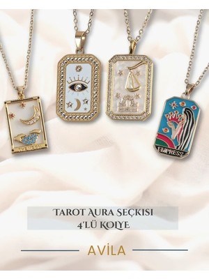 Tarot Aura Koleksiyonu Dörtlü Set Çelik Zincir Kolye