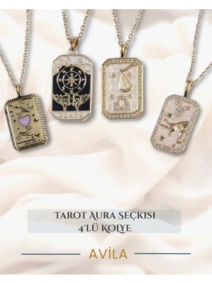 Tarot Kart Mini Seri Dörtlü Set Çelik Zincir Kolye