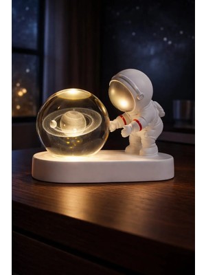 Cam Küre LED Işıklı USB Ahşap Tabanlı 3D Görsel Ev Ofis Masaüstü Lambası Hediyelik